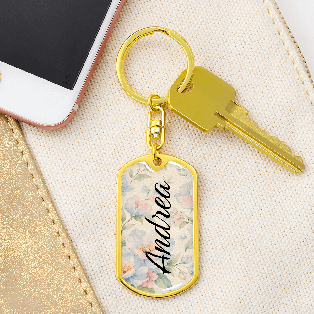 Personalized Floral Name Keychain - Custom Name Keychain for Women - Gift for Her
