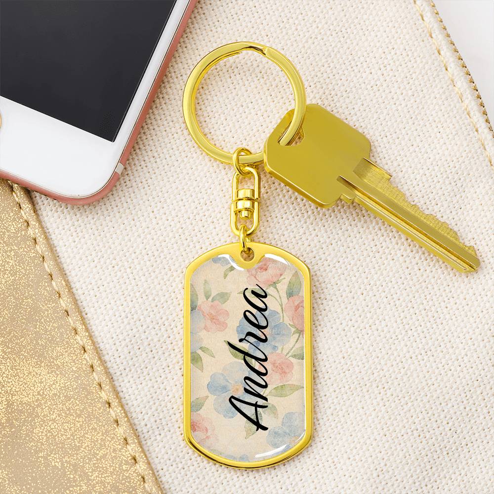 shineon dog keychain - floral with birthstone font 6