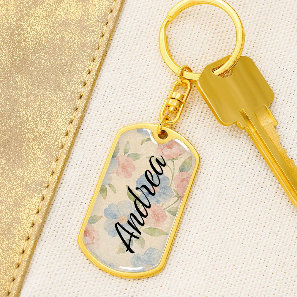 shineon dog keychain - floral with birthstone font 6
