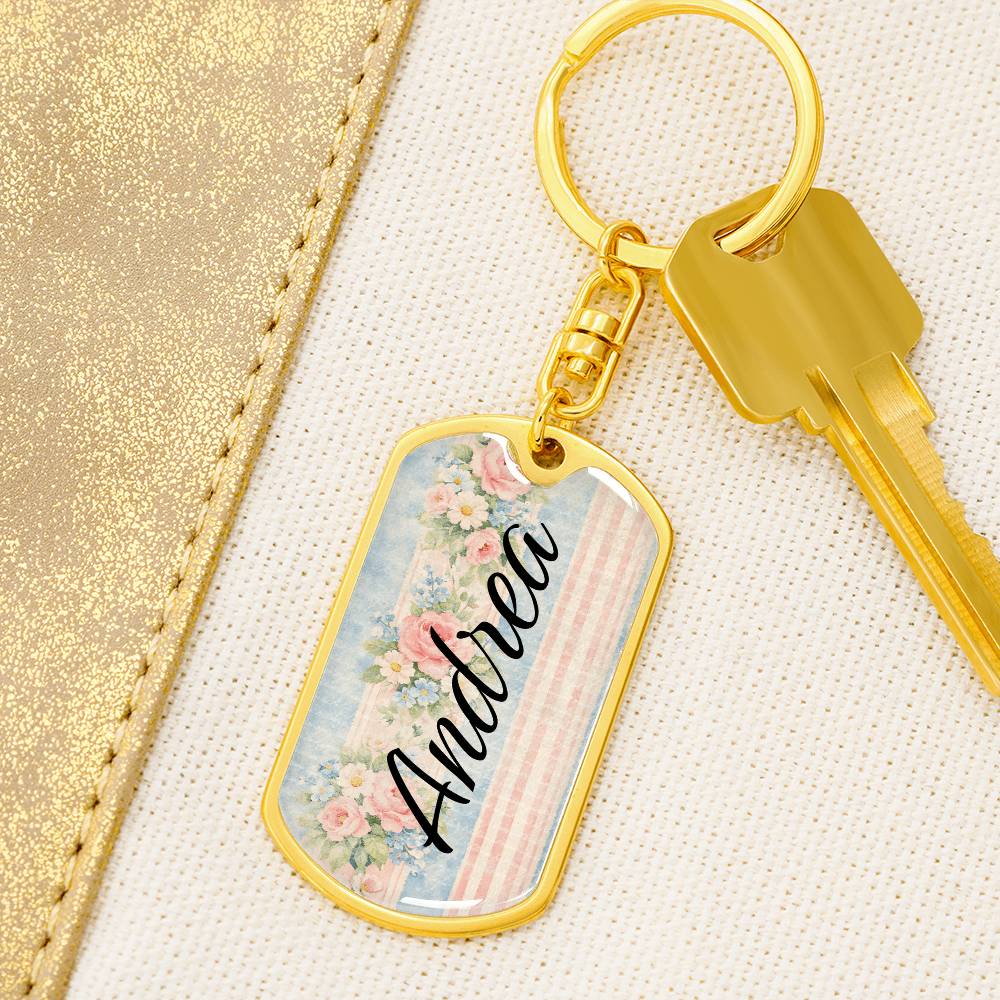 shineon dog keychain - floral with birthstone font 4