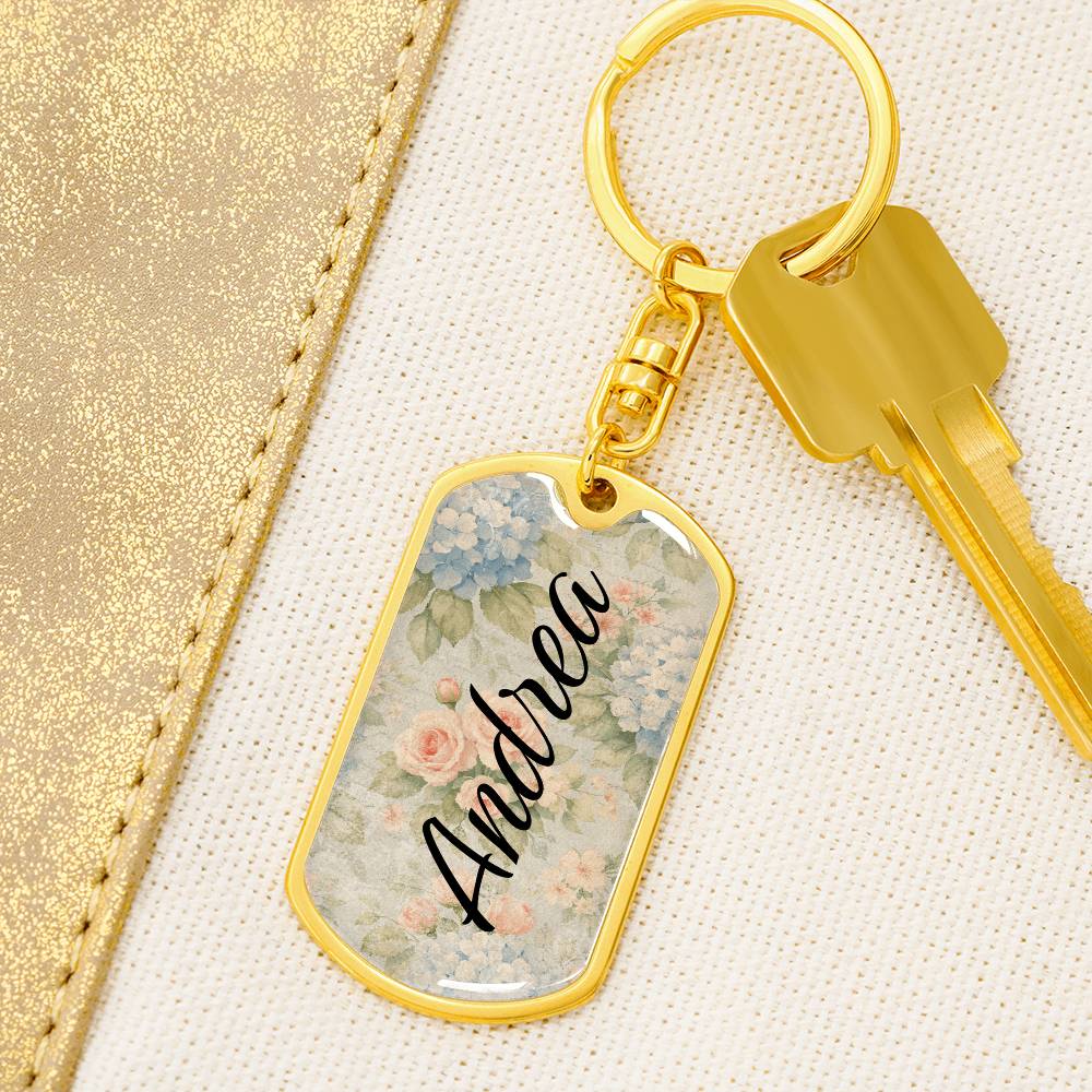 shineon dog keychain - floral with birthstone font 2