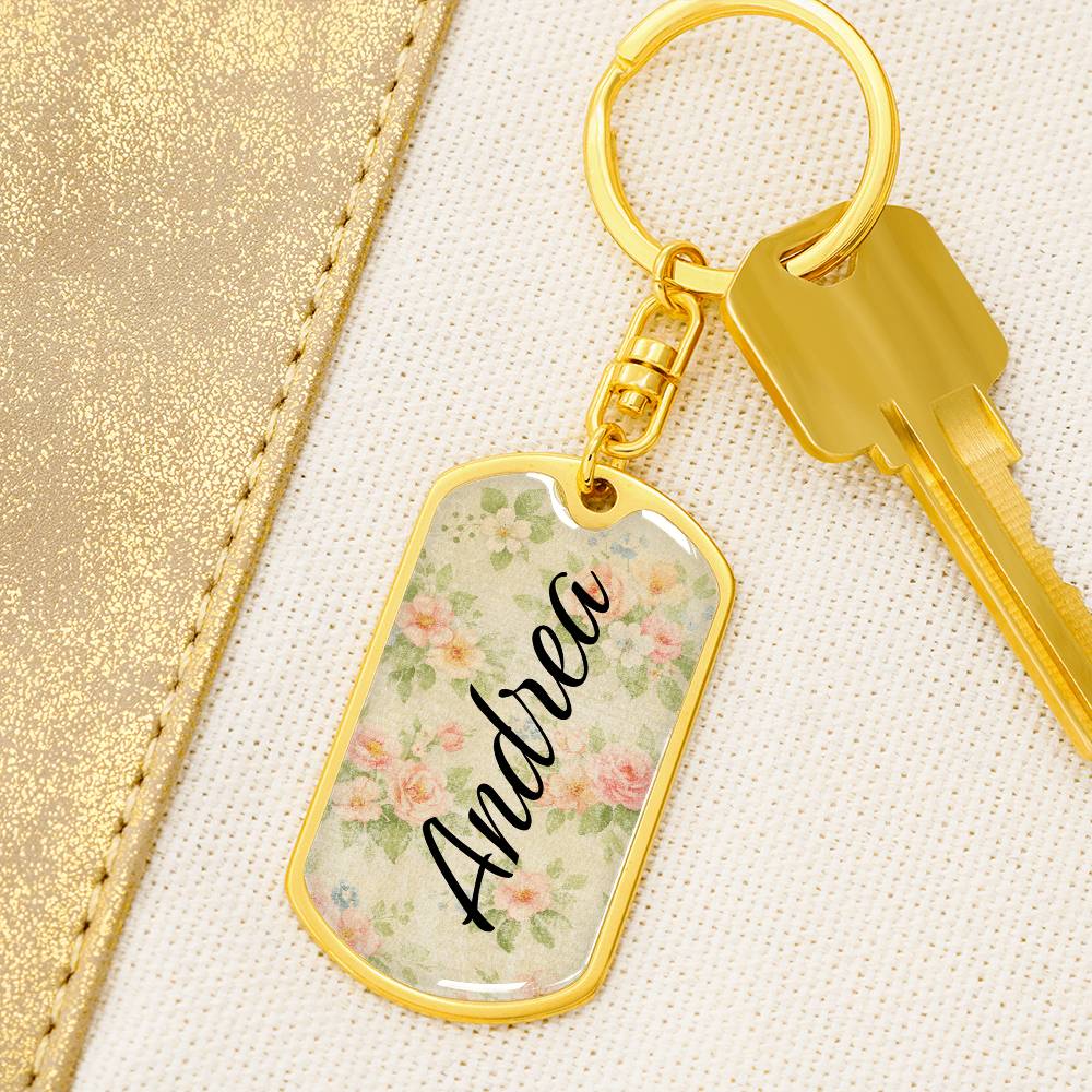 shineon dog keychain - floral with birthstone font 16
