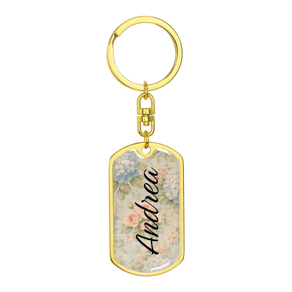shineon dog keychain - floral with birthstone font 2