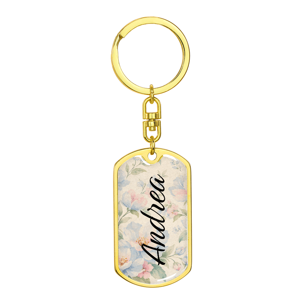Personalized Floral Name Keychain - Custom Name Keychain for Women - Gift for Her
