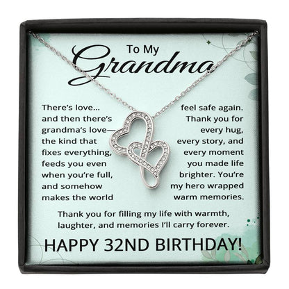 32nd Birthday Gifts for Grandma - To My Grandmother Necklace - 32 Years Old Grandma
