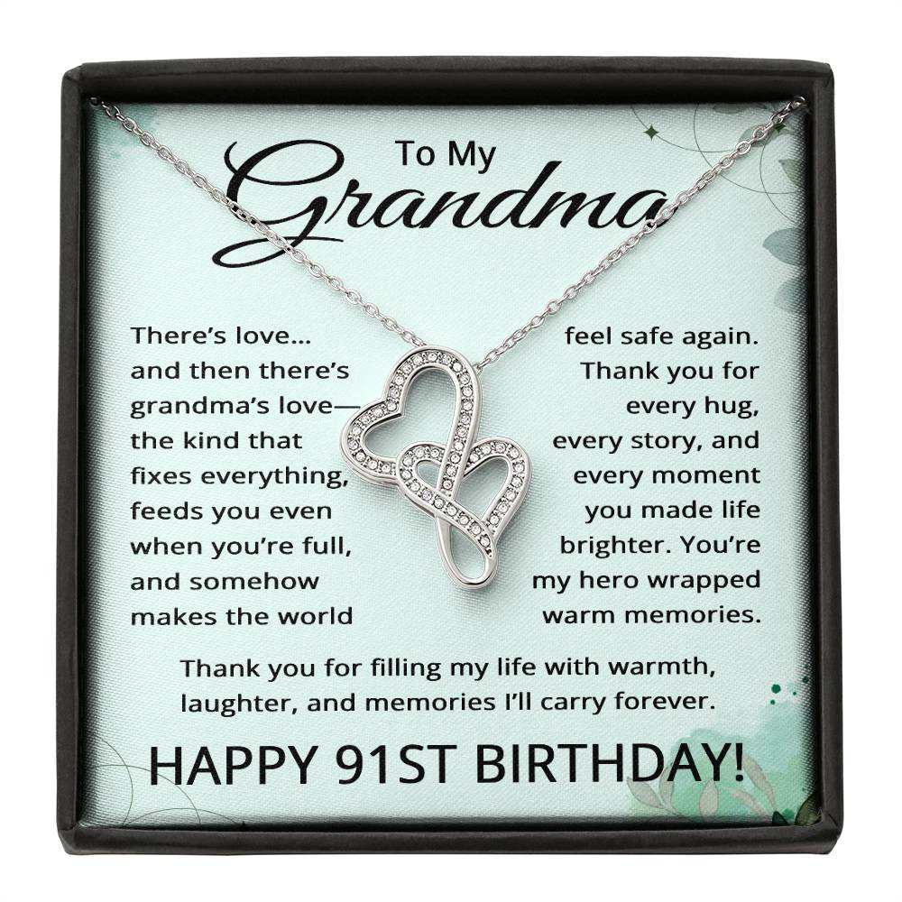 91st Birthday Gifts for Grandma - To My Grandmother Necklace - 91 Years Old Grandma