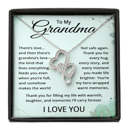 To My Grandma Necklace - Two Hearts Necklace for Grandmother