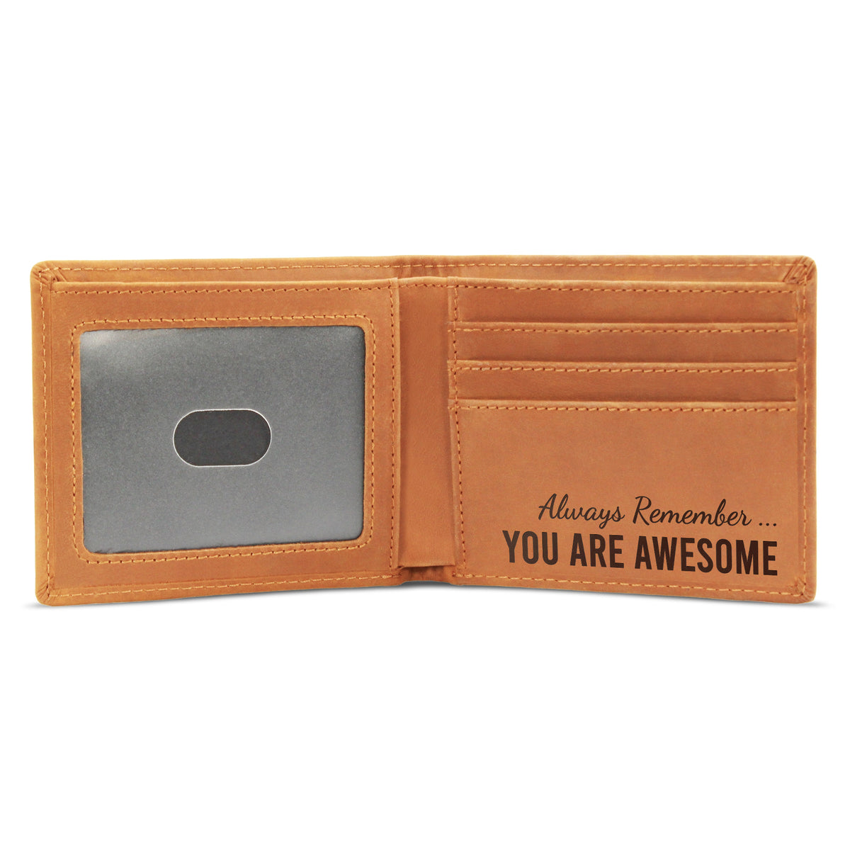 Always Remember You Are Awesome Wallet - Genuine Leather Wallet for Men - Inspirational Gift for Him