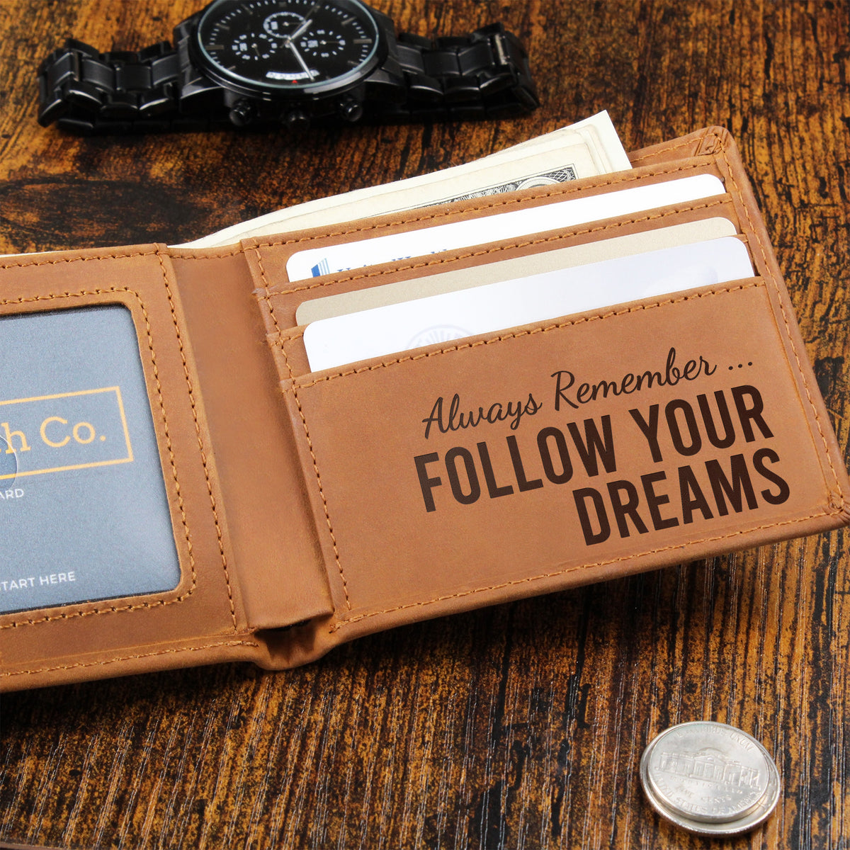 Coworker Leaving Gift for Him - New Job Gift for Men - Leather Wallet Gift for Graduate