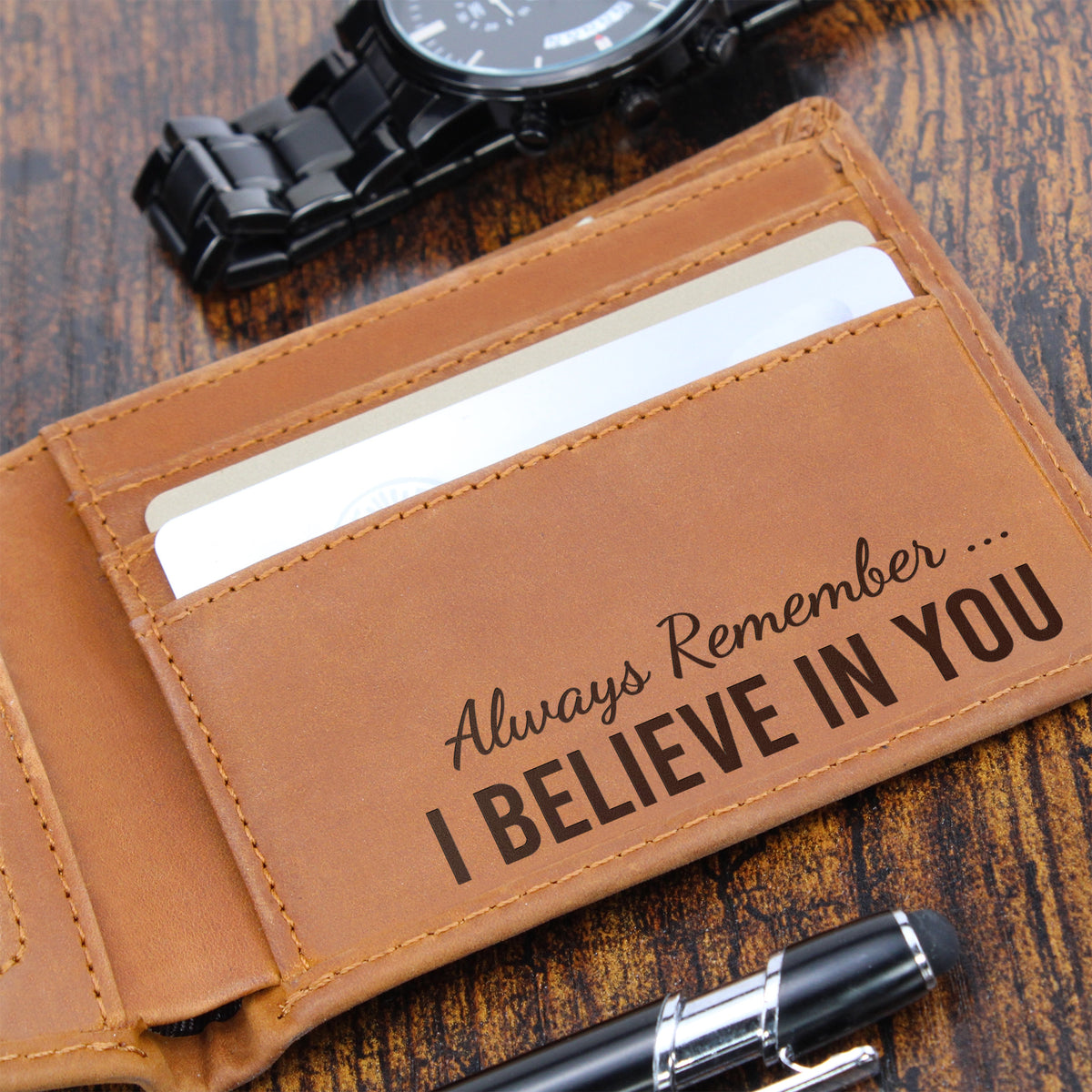 Son Wallet - Graduation Gift for Him - Engraved Genuine Leather Wallet