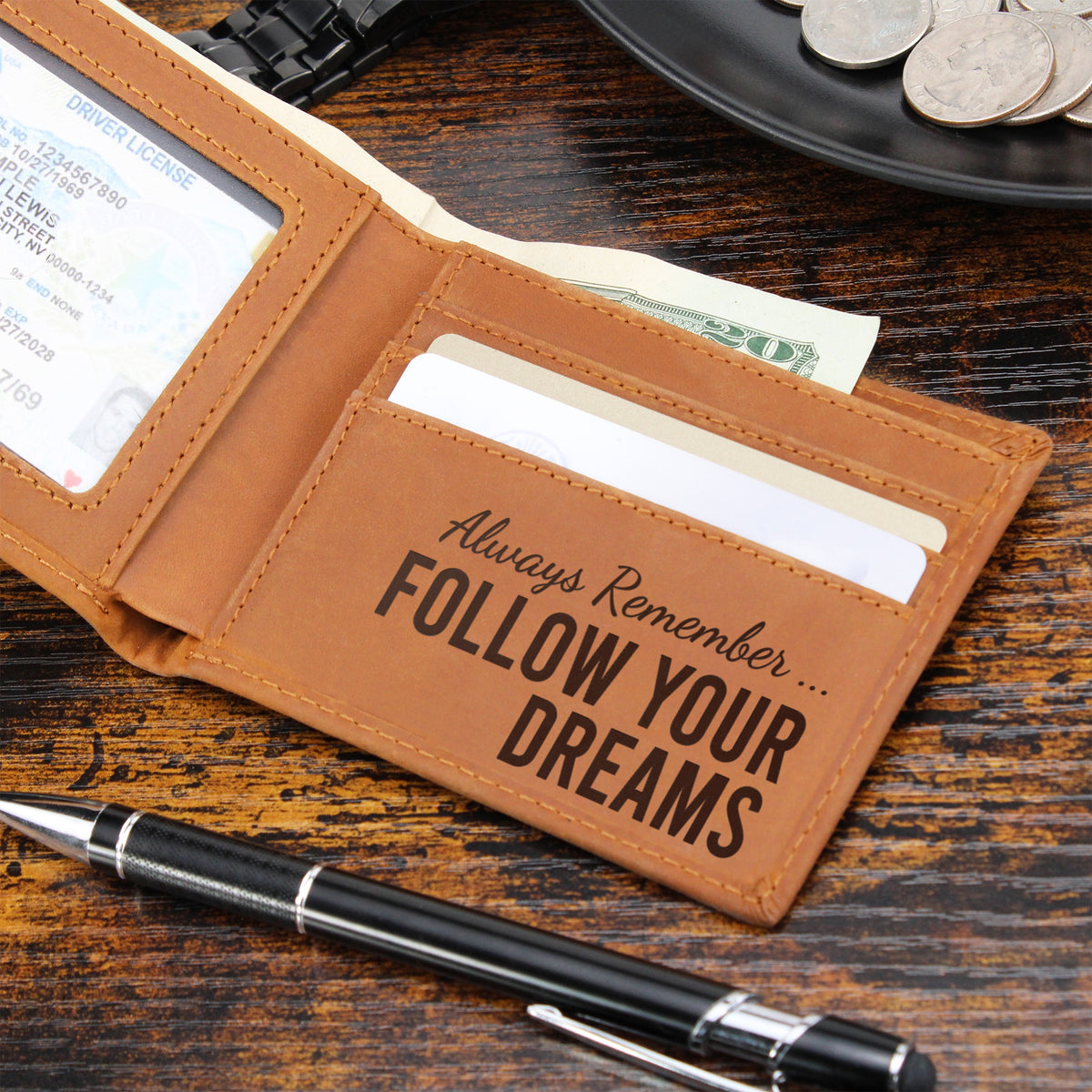 Coworker Leaving Gift for Him - New Job Gift for Men - Leather Wallet Gift for Graduate