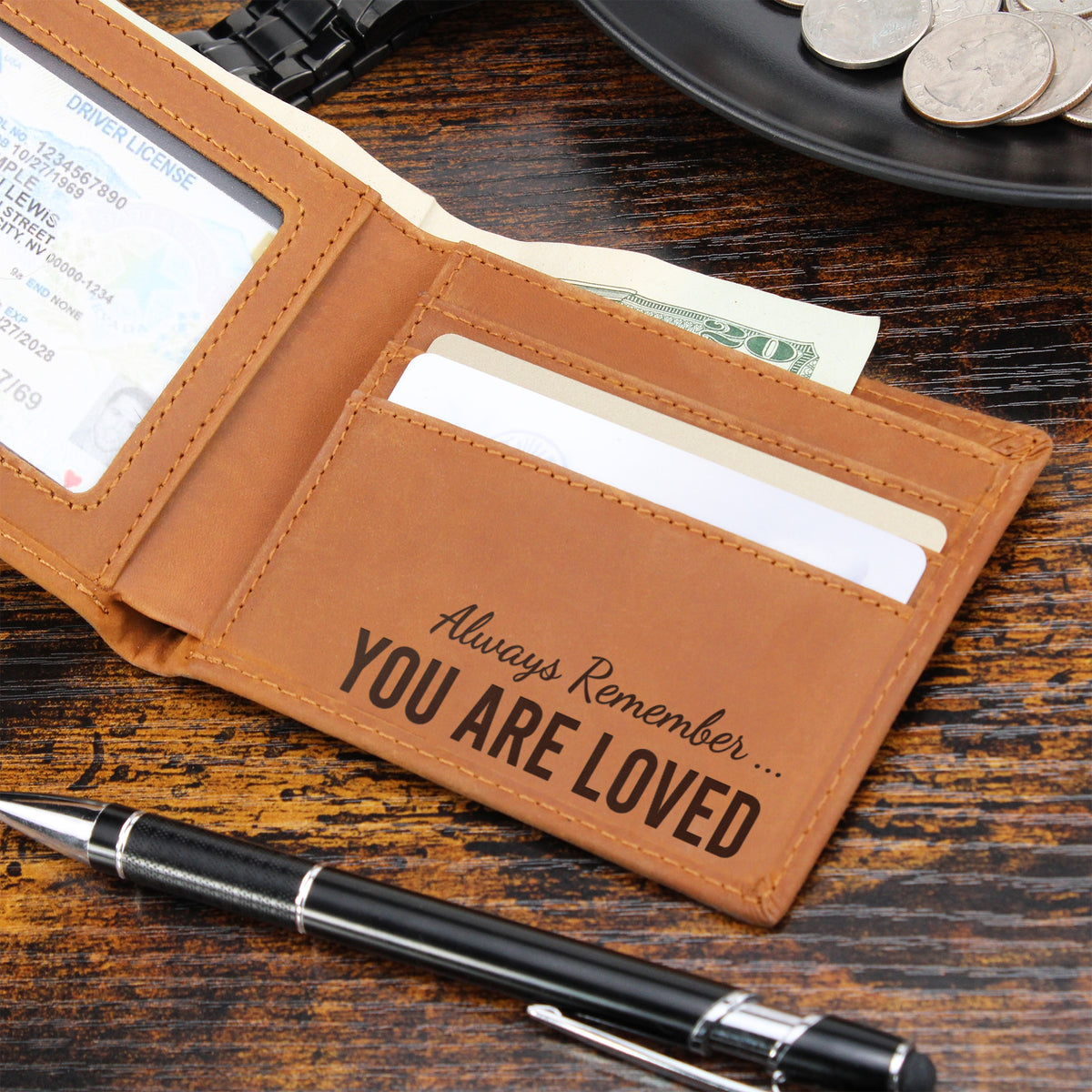 Inspirational Wallet for Men - Genuine Leather Wallet - Gift for Son or Grandson