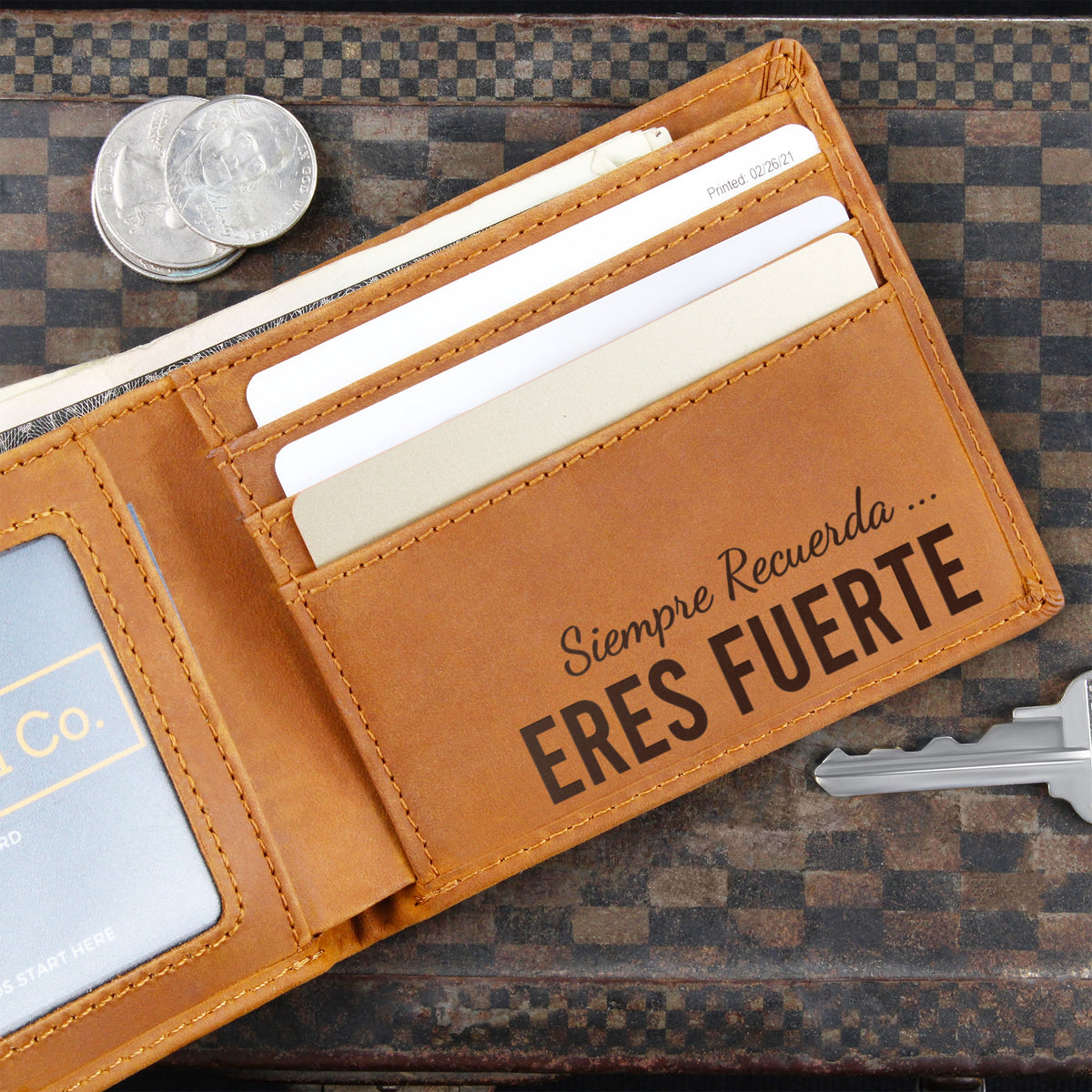 Regalos para Hombres con Cáncer - Cartera de Cuero para Hombre - Siempre Recuerda Eres Fuerte