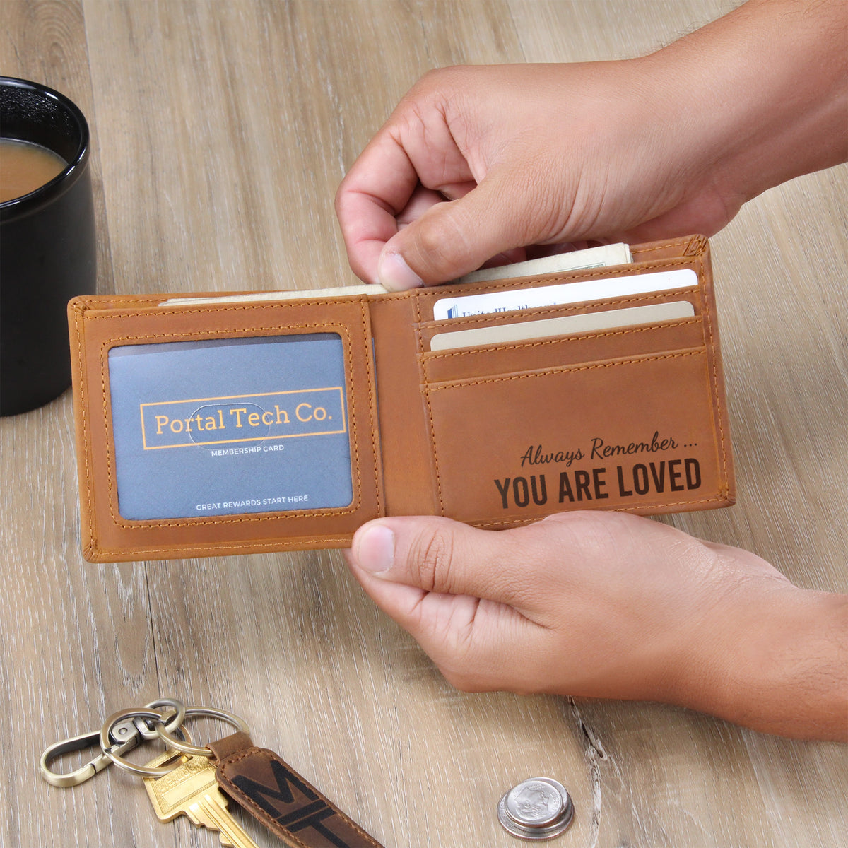 Inspirational Wallet for Men - Genuine Leather Wallet - Gift for Son or Grandson