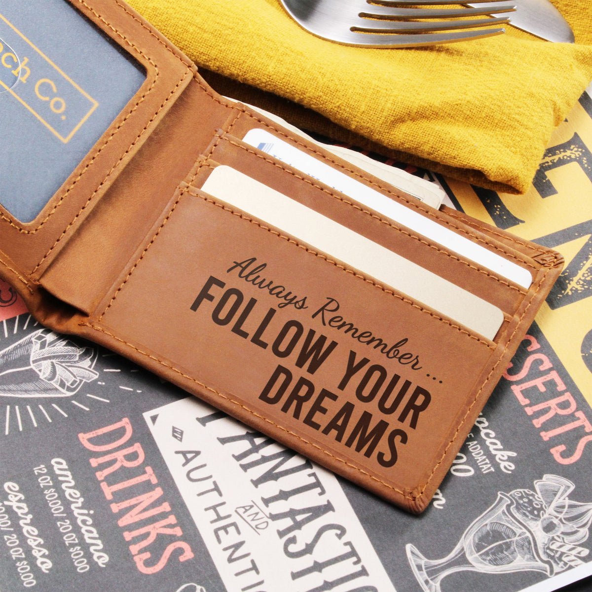 Coworker Leaving Gift for Him - New Job Gift for Men - Leather Wallet Gift for Graduate