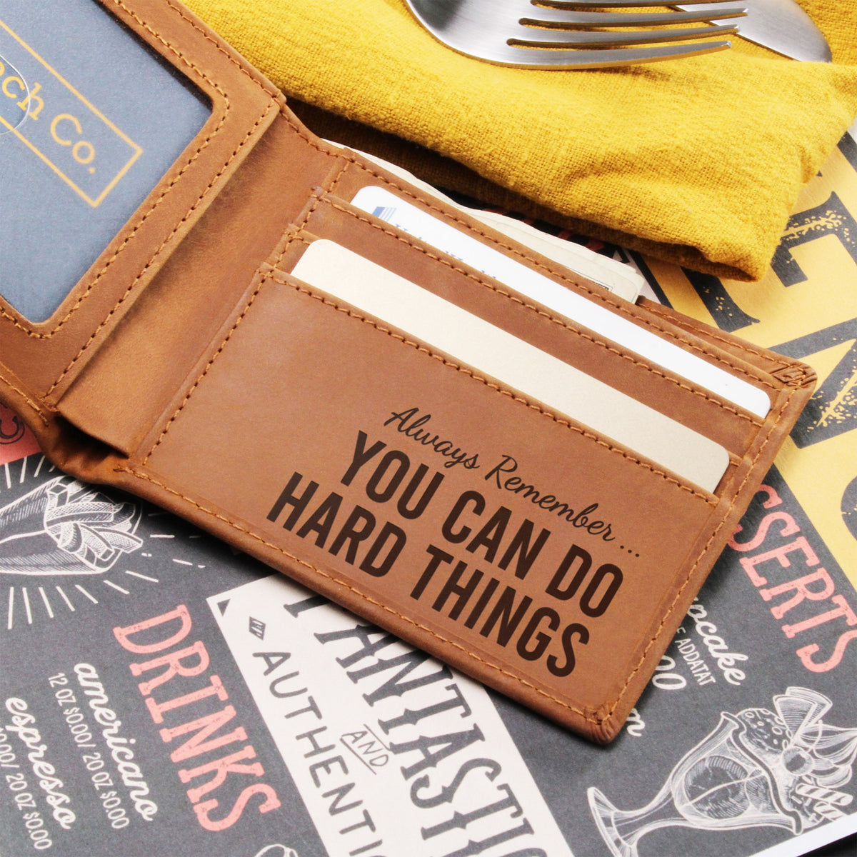 Grandson Wallet - Motivational Gift for Men - Engraved Leather Inspirational Wallet