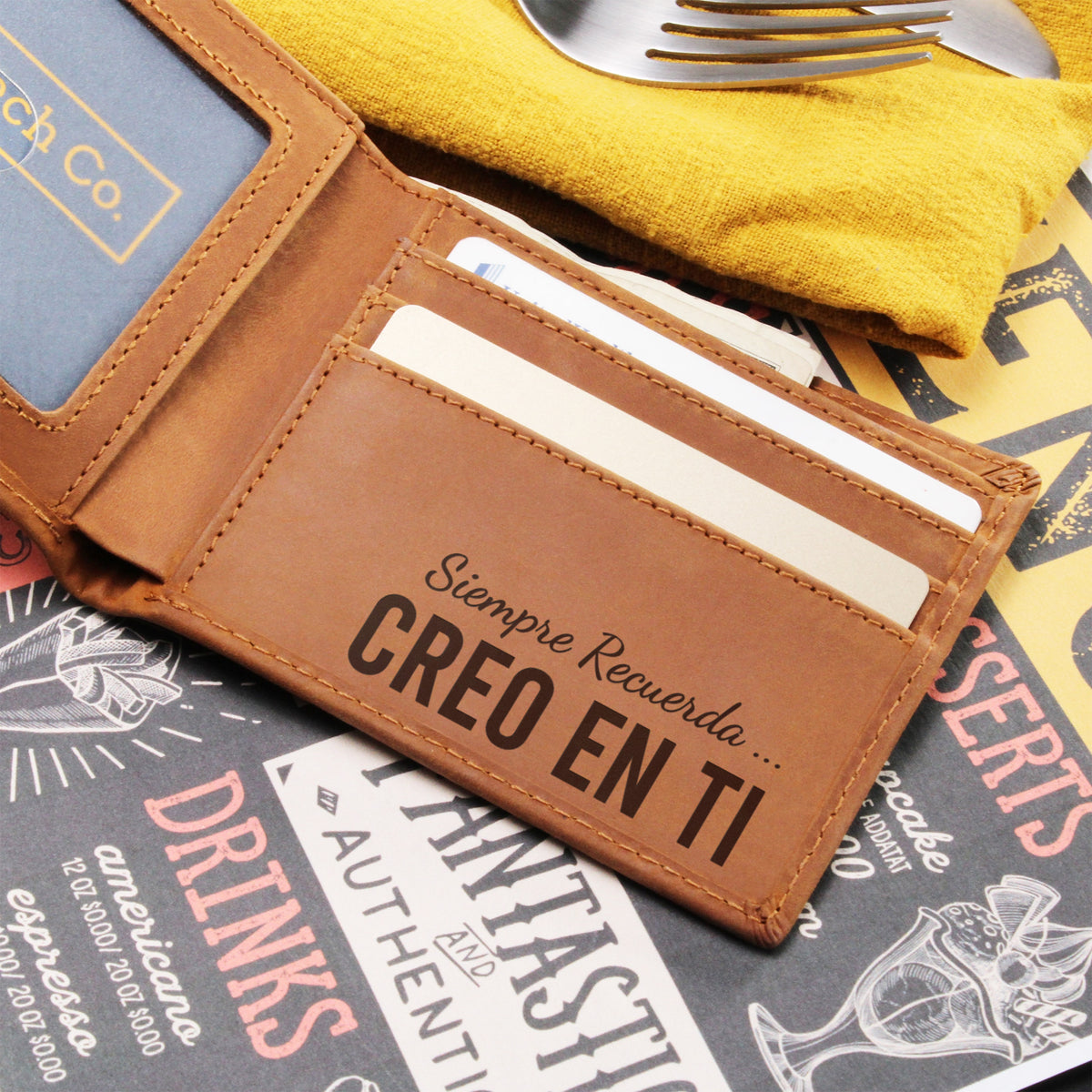 Regalos para Hijo - Regalo de Graduación para Él - Cartera de Cuero Creo en Ti