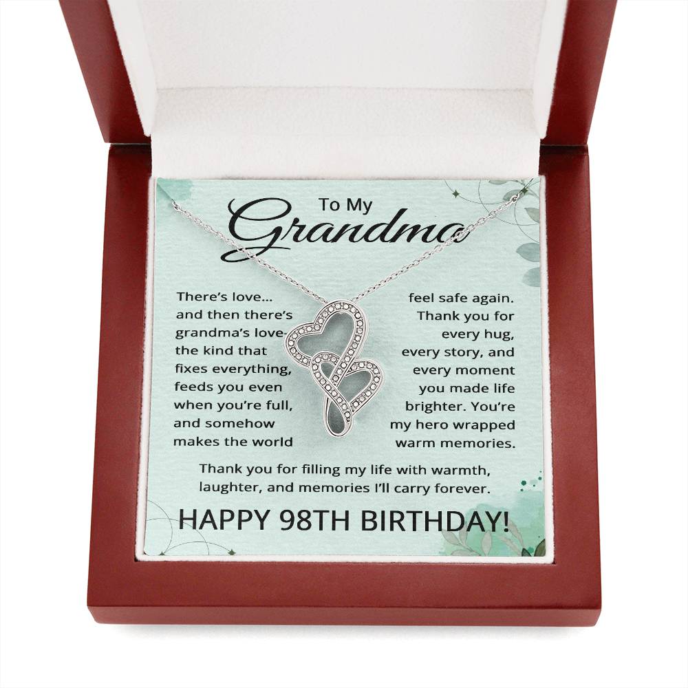 98th Birthday Gifts for Grandma - To My Grandmother Necklace - 98 Years Old Grandma