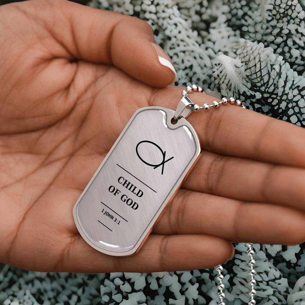 Child of God 1 John 3_1 Dog Tag Necklace - Personalized Christian Gift