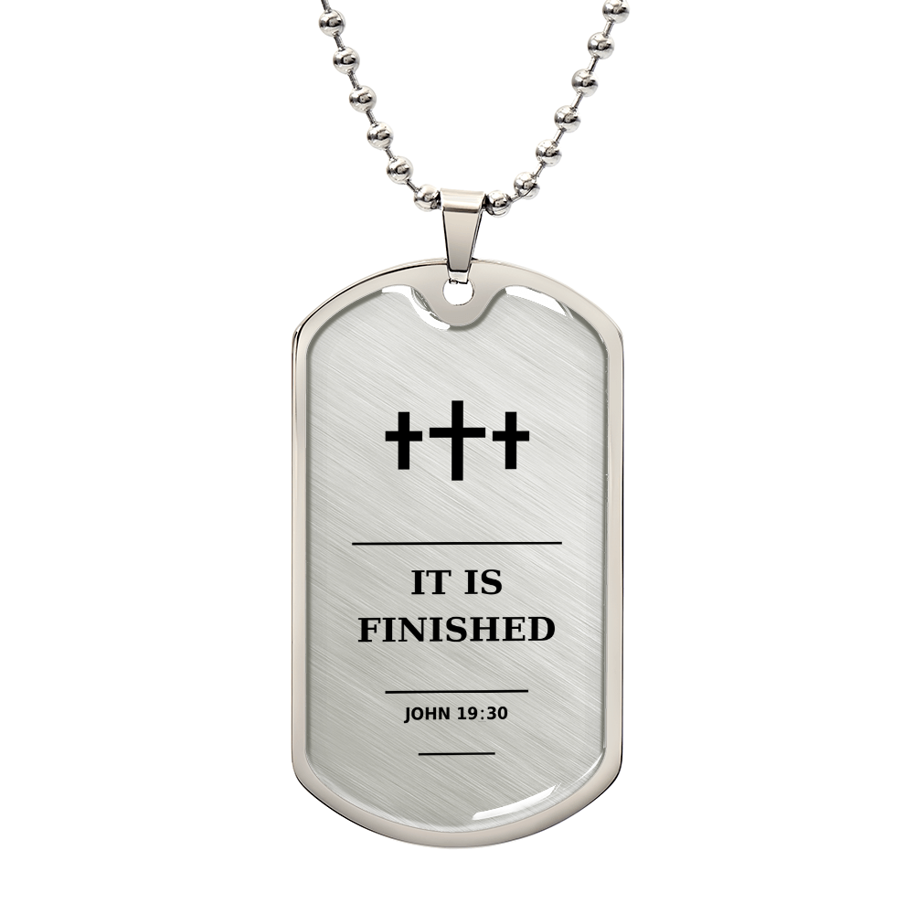 It Is Finished John 19_30 Christian Cross Dog Tag Necklace