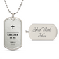 Greater Is He 1 John 4_4 Dog Tag Necklace - Personalized Christian Gift