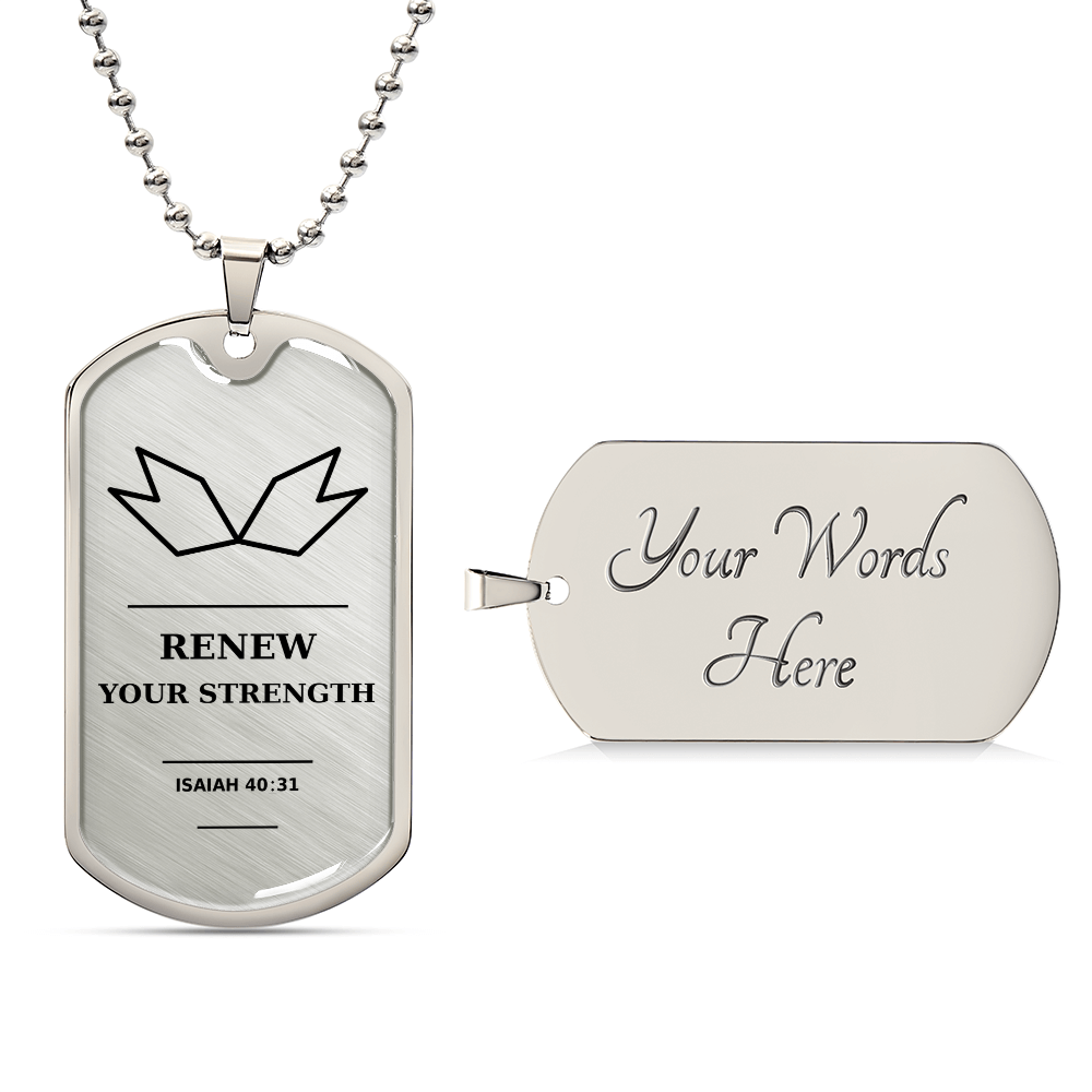 Isaiah 40_31 Eagles Wings Dog Tag Necklace - Strength in God