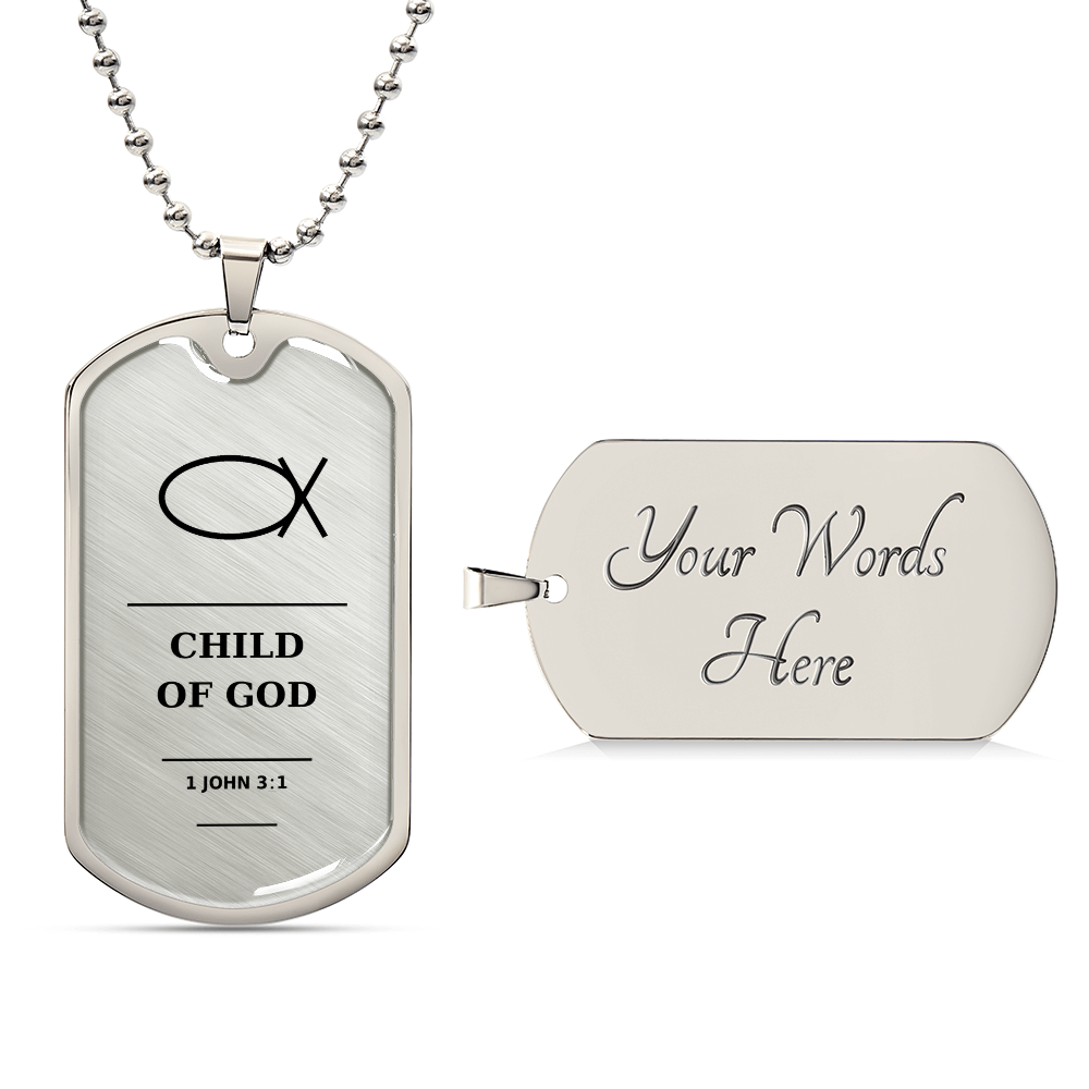 Child of God 1 John 3_1 Dog Tag Necklace - Personalized Christian Gift