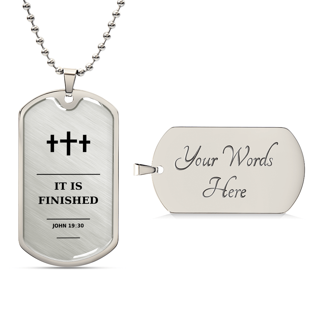 It Is Finished John 19_30 Christian Cross Dog Tag Necklace