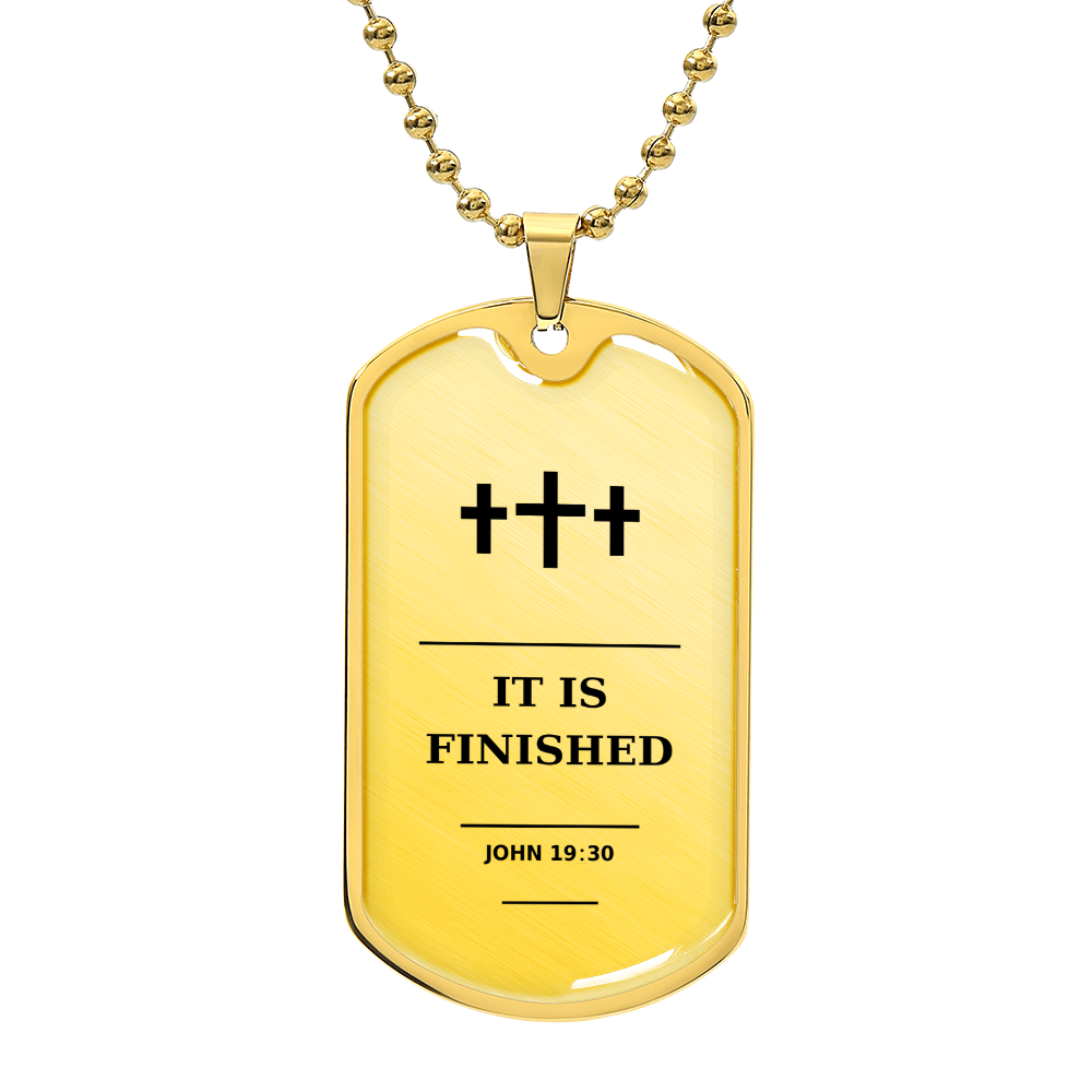 It Is Finished John 19_30 Christian Cross Dog Tag Necklace