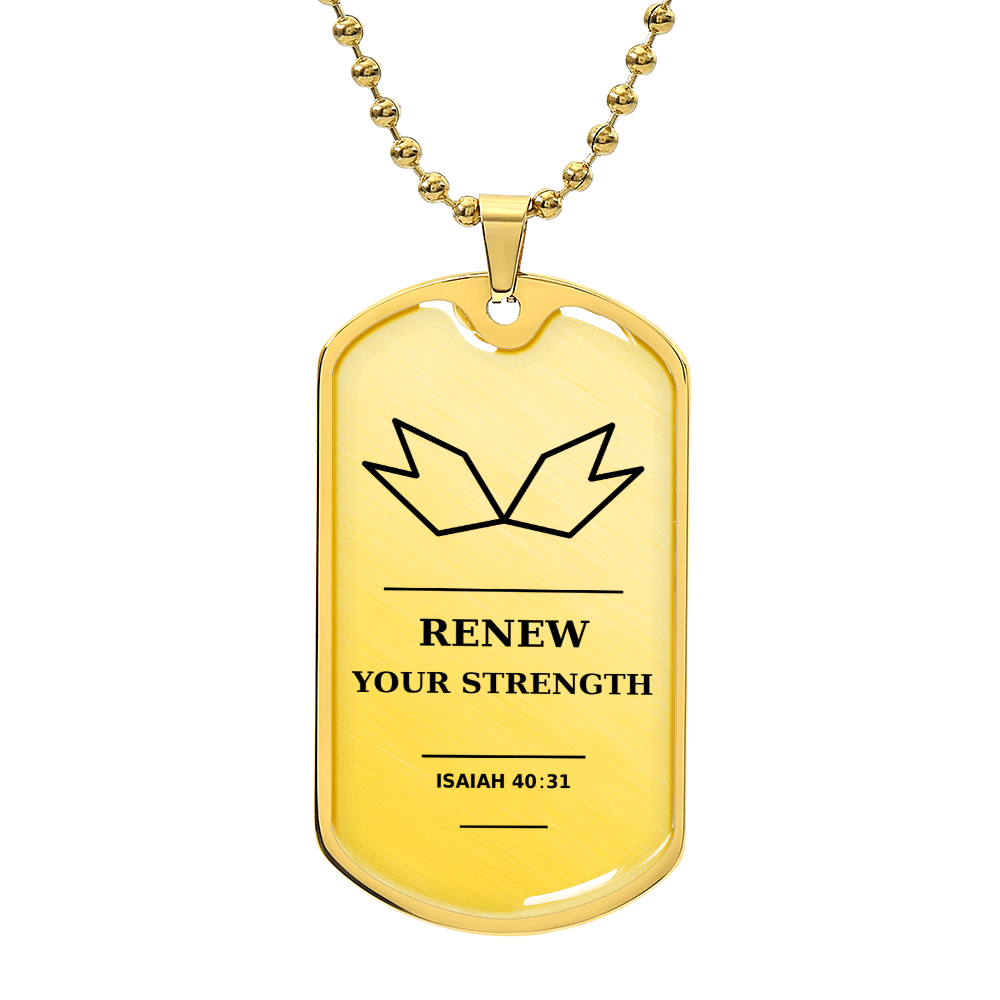Isaiah 40_31 Eagles Wings Dog Tag Necklace - Strength in God