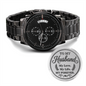 Engraved Watch for Husband, Anniversary Gift for Husband from Wife, To My Husband Watch, Romantic Gift for Him, Black Chronograph Watch