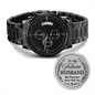 Future Husband Gift, Wedding Gift for Groom from Bride, Husband to Be Gift, Fiancé Gift for Him, Engraved Black Chronograph Watch