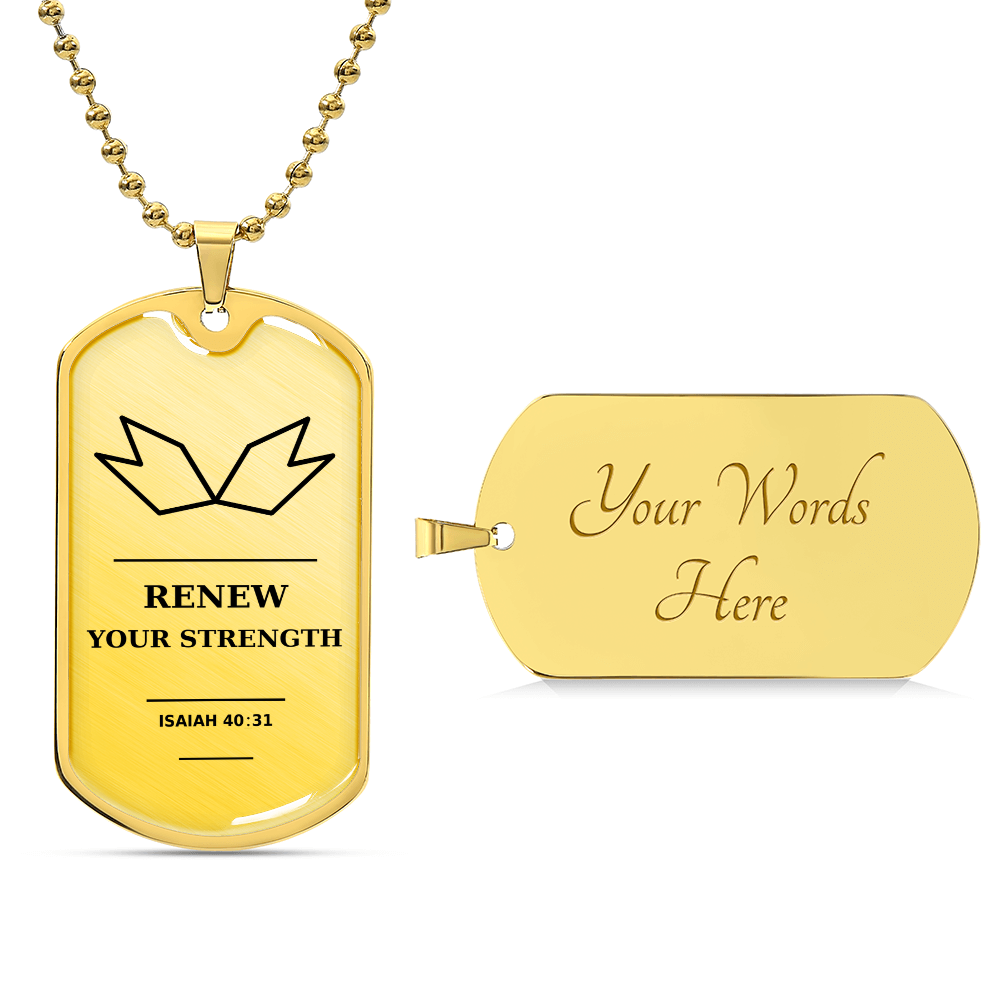 Isaiah 40_31 Eagles Wings Dog Tag Necklace - Strength in God