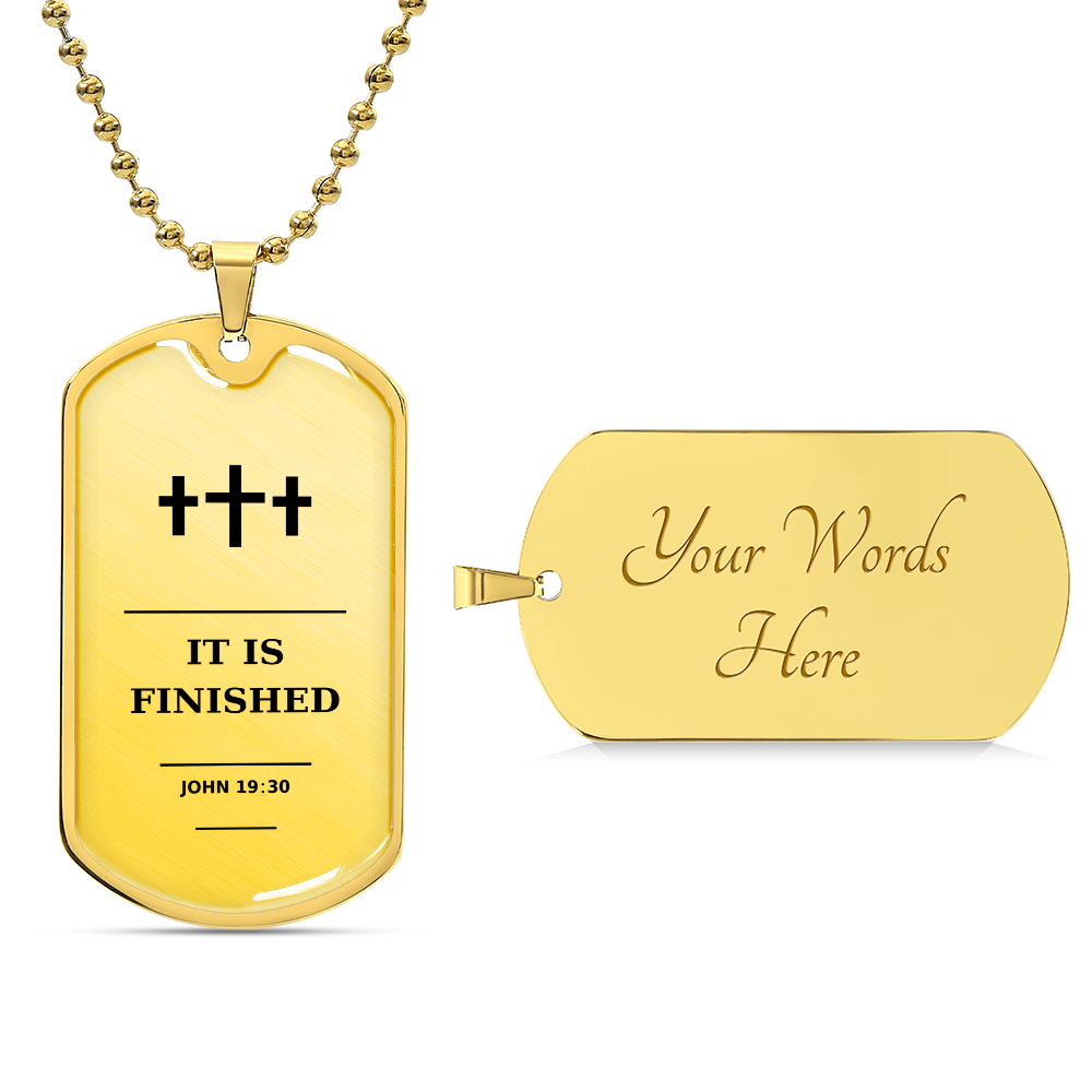 It Is Finished John 19_30 Christian Cross Dog Tag Necklace