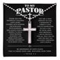 To My Pastor Cross Necklace - Pastor Appreciation Gift for Men, 1 Peter 5:2 Message Card