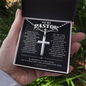 To My Pastor Cross Necklace - Pastor Appreciation Gift for Men, 1 Peter 5:2 Message Card