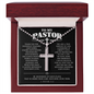To My Pastor Cross Necklace - Pastor Appreciation Gift for Men, 1 Peter 5:2 Message Card