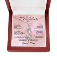 Load image into Gallery viewer, To My Daughter Necklace from Mom Daughter Gift for Christmas Birthday Giraffe Pendant Jewelry Stronger Braver
