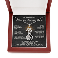 Load image into Gallery viewer, To My Beautiful Bonus Daughter Necklace from Stepmom Stepdad for Christmas Birthday Gift for Stepdaughter Step daughter Step-Daughter
