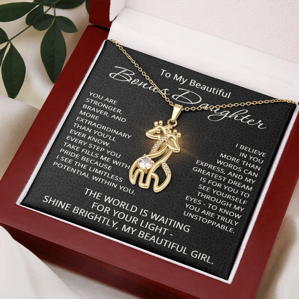 To My Beautiful Bonus Daughter Necklace from Stepmom Stepdad for Christmas Birthday Gift for Stepdaughter Step daughter Step-Daughter