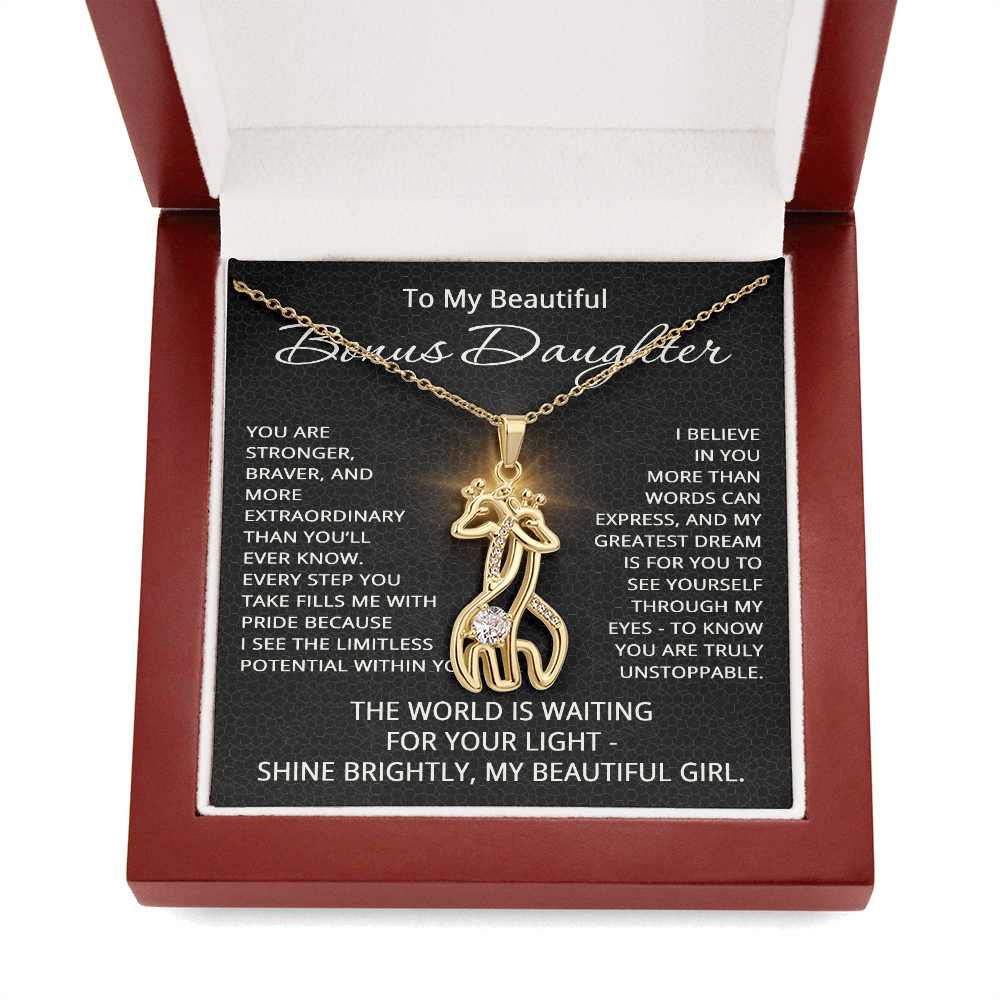 To My Beautiful Bonus Daughter Necklace from Stepmom Stepdad for Christmas Birthday Gift for Stepdaughter Step daughter Step-Daughter