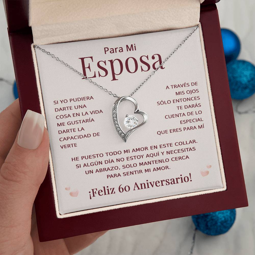 Regalo 60 Aniversario para Esposa - Collar Amor Eterno - Bodas de Diamante - To My Wife Necklace in Spanish