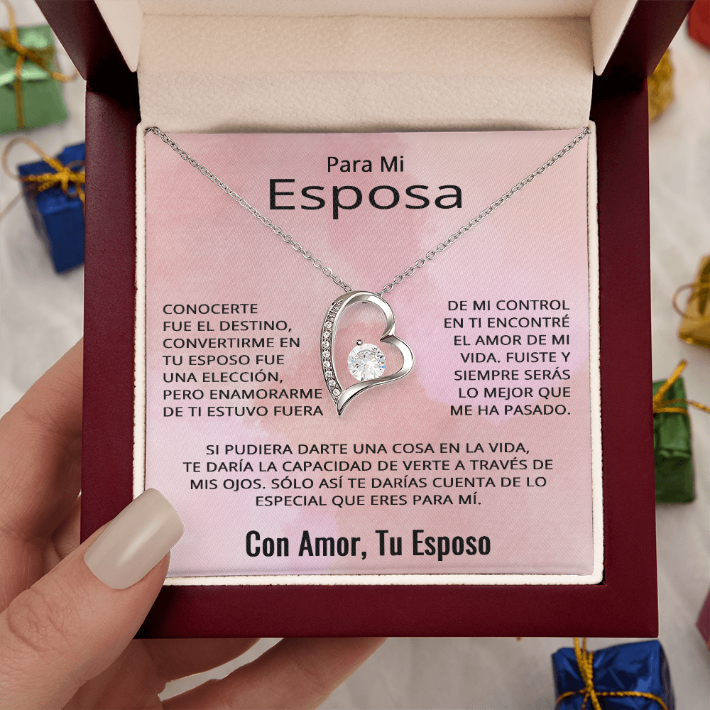 Para Mi Esposa En Espanol Novia Pareja Amor Aniversario Cumpleaños Celebración Collar Pendiente To My Wife Necklace in Spanish Anniversary Valentines Day Jewelry