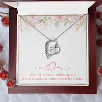 Load image into Gallery viewer, Cousins Gift Cousin Birthday Gift Cousin Christmas Gift Cousin Necklace Side by Side or Miles Apart We are Cousins Connected By Heart Love Pendant
