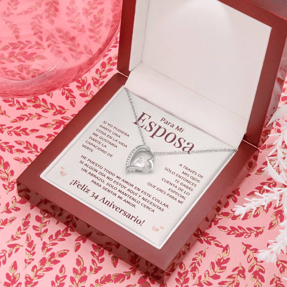 Regalo 34 Aniversario para Esposa - Collar Amor Eterno - To My Wife Necklace in Spanish