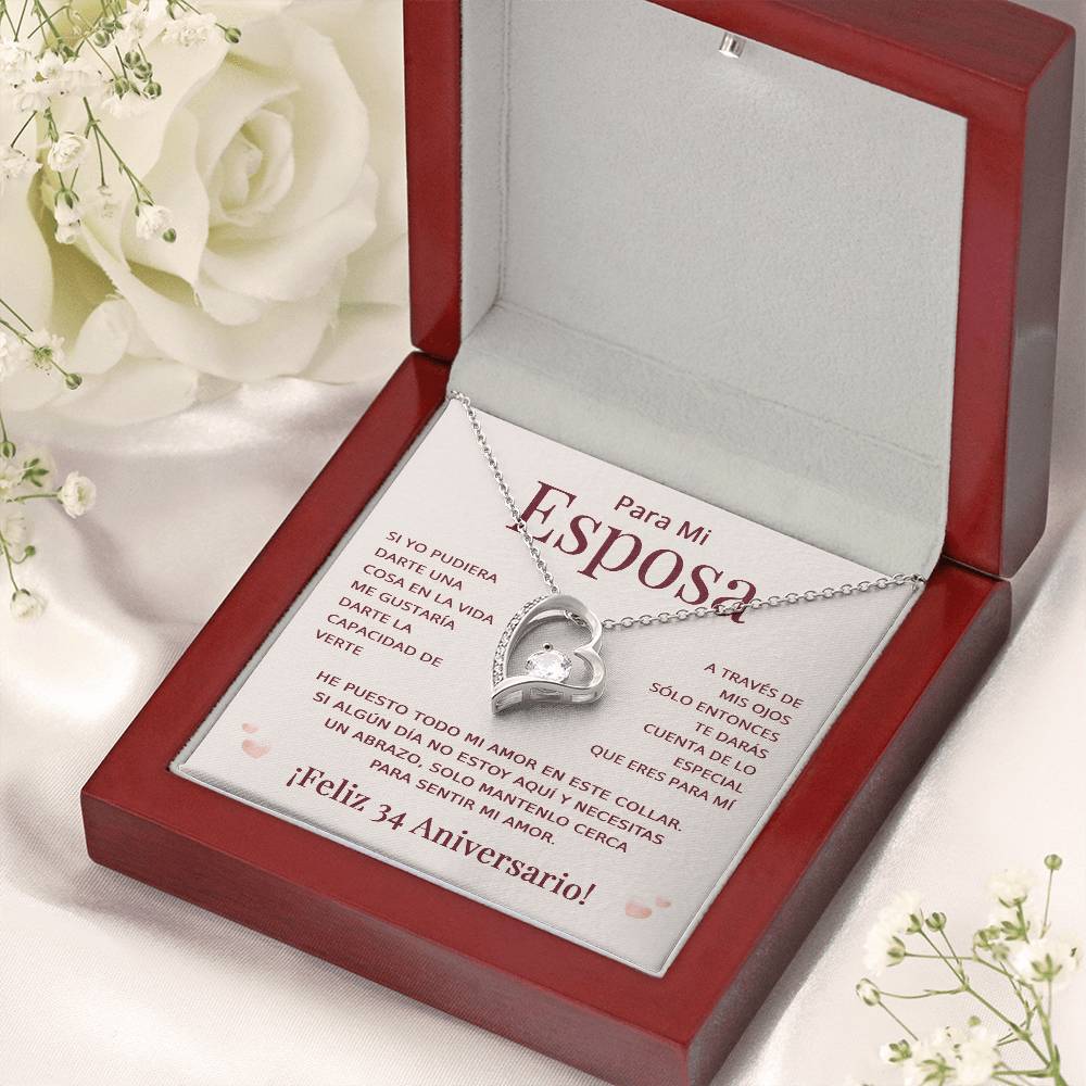 Regalo 34 Aniversario para Esposa - Collar Amor Eterno - To My Wife Necklace in Spanish