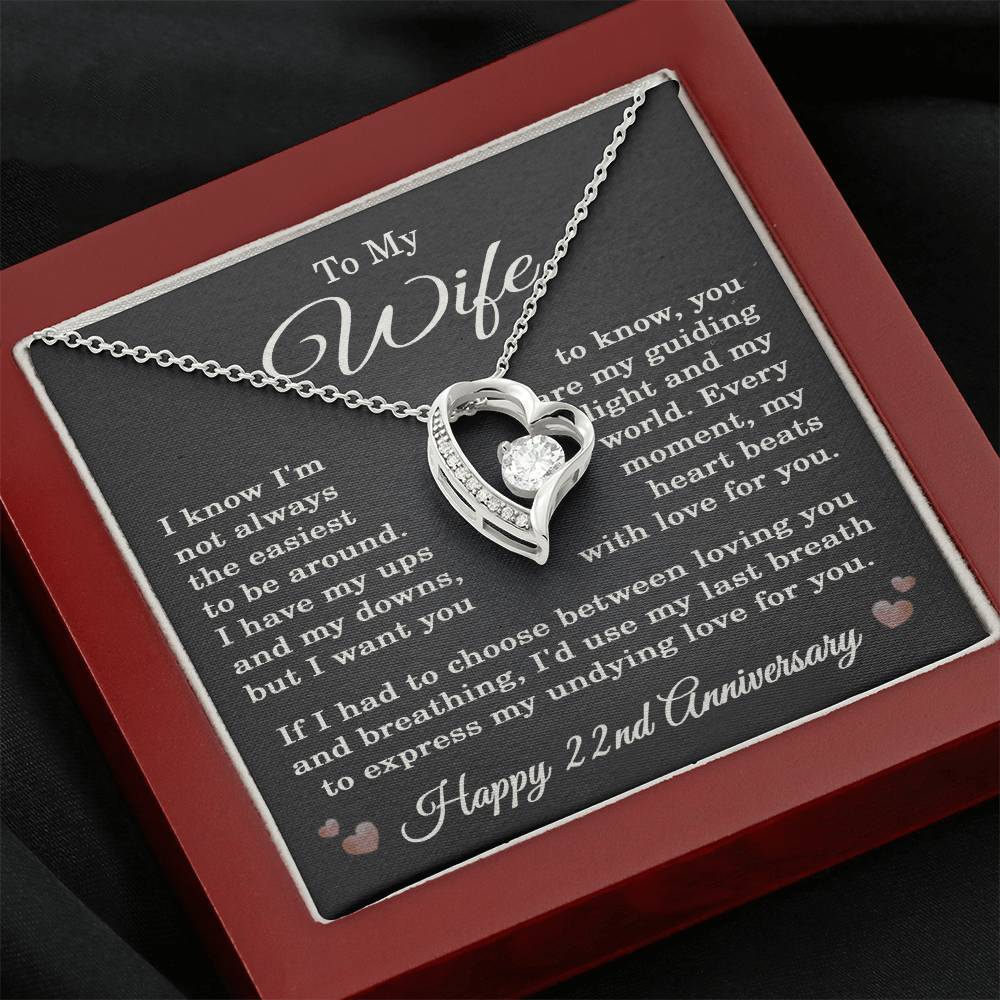 22nd Anniversary Necklace for Wife from Husband 22 Years Anniversary Jewelry for Her Women Forever Love Pendant
