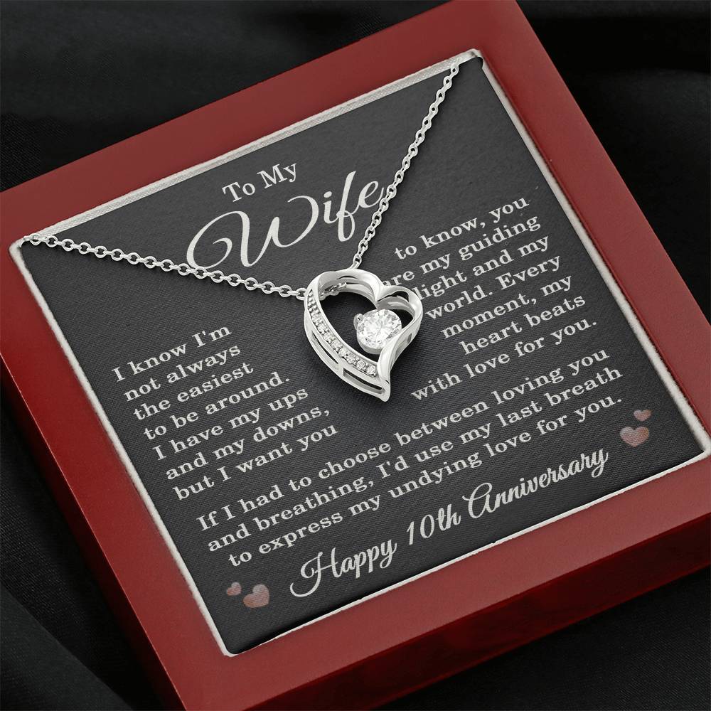 10th Anniversary Necklace for Wife from Husband 10 Years Anniversary Jewelry for Her Women Forever Love Pendant
