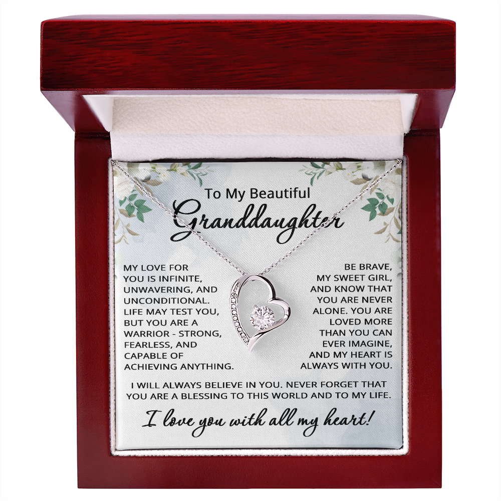 To My Granddaughter Necklace from Grandpa Grandma Grandparents Granddaughter Gift for Christmas Birthday Graduation Beautiful Strong Brave Fearless Graduate from Grandmother Grandfather