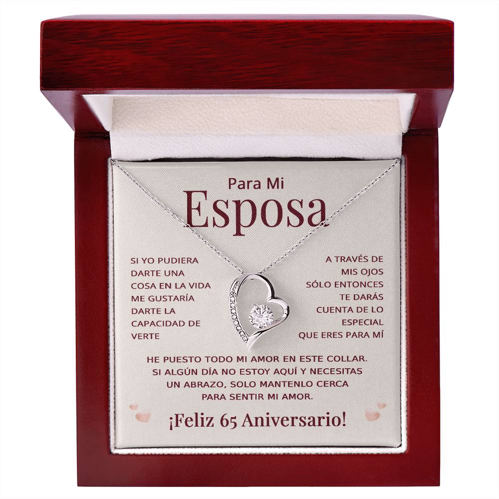 Regalo 65 Aniversario para Esposa - Collar Amor Eterno - To My Wife Necklace in Spanish